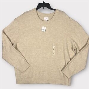 NWT Macy's Mode of One Men's Beige Crewneck Sweater XXL Minimalist Knit Pullover